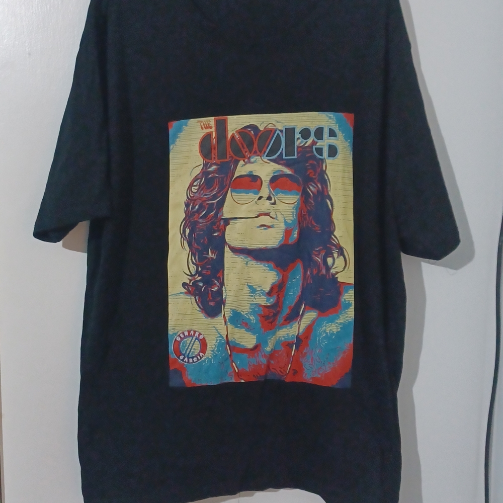 Black Graphic T-Shirt with The Doors Print